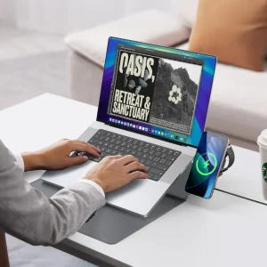 Bao Da Kiêm Giá Đỡ Macbook 15-16 inch Dux Ducis Tích Hợp Sạc Không Dây AirQ