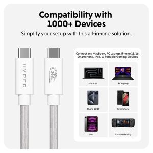 Cáp USB4 HyperDrive 1.2m  USB-C TO USB-C Xuất Màn Hình 8K/60hz -4K/144hz