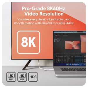 Cáp USB4 HyperDrive 1.2m  USB-C TO USB-C Xuất Màn Hình 8K/60hz -4K/144hz